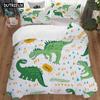 Cute Cartoon Dinosaur Print Polyester Bedding Sets Child Kids Covers Boys Bed Linen Set For Teens King Size Bedding Set