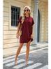Women's Spring/Summer New Round Neck Casual Loose Short Sleeves Knee Length Mid Skirt for Women