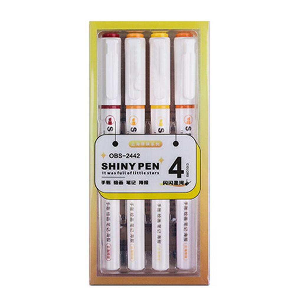 4PCS/12pcs Marcadores de Plástico com Glitter Duráveis Alto Brilho Coloridos Brilhantes Canetas para Desenho e Rabisco Marcador Material Escolar de Escritório
