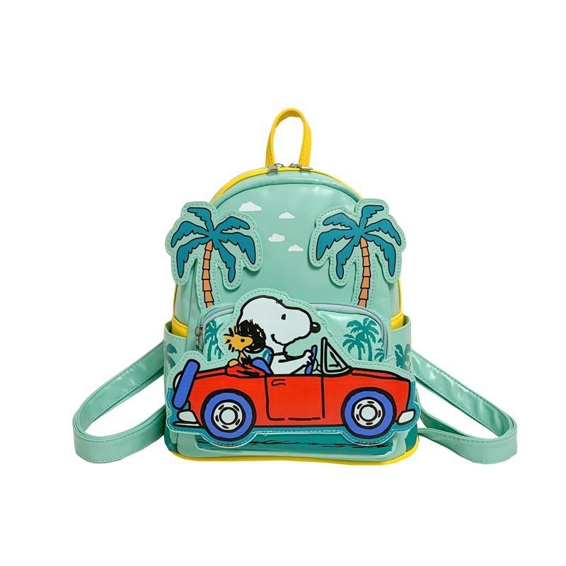

A Vehicle Driving Cartoon Pattern Kids Pu Backpack Casual Bag Outings