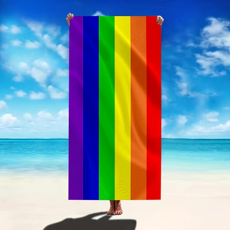 Jmg Household Supplies 1Pc Rainbow Striped Beach Towel - Vibrant Multicolor Pride Design, Quick-Dry & Super Absorbent Microfiber Perfect For Beach Pool