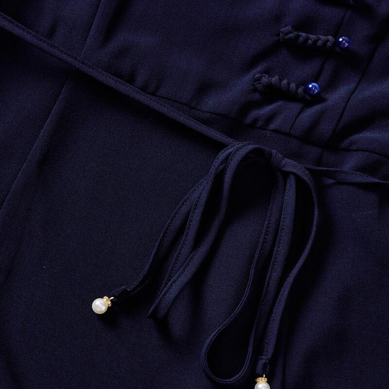 Past Women's Short Sleeve Chinese Style A-Line Dress