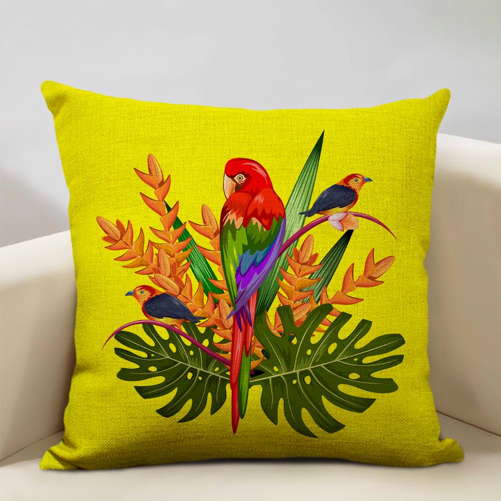 African Parrot Flamingo Plant Cushion Set Home Art Decoration Sofa Pillow Cafe Waist Pillow Pillow Printed Multicolor Patterns