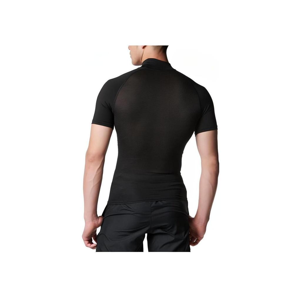 Under Armour Solid Color Logo High Neck Slim Fit Short Sleeve T-Shirt Men Black 1358642-001