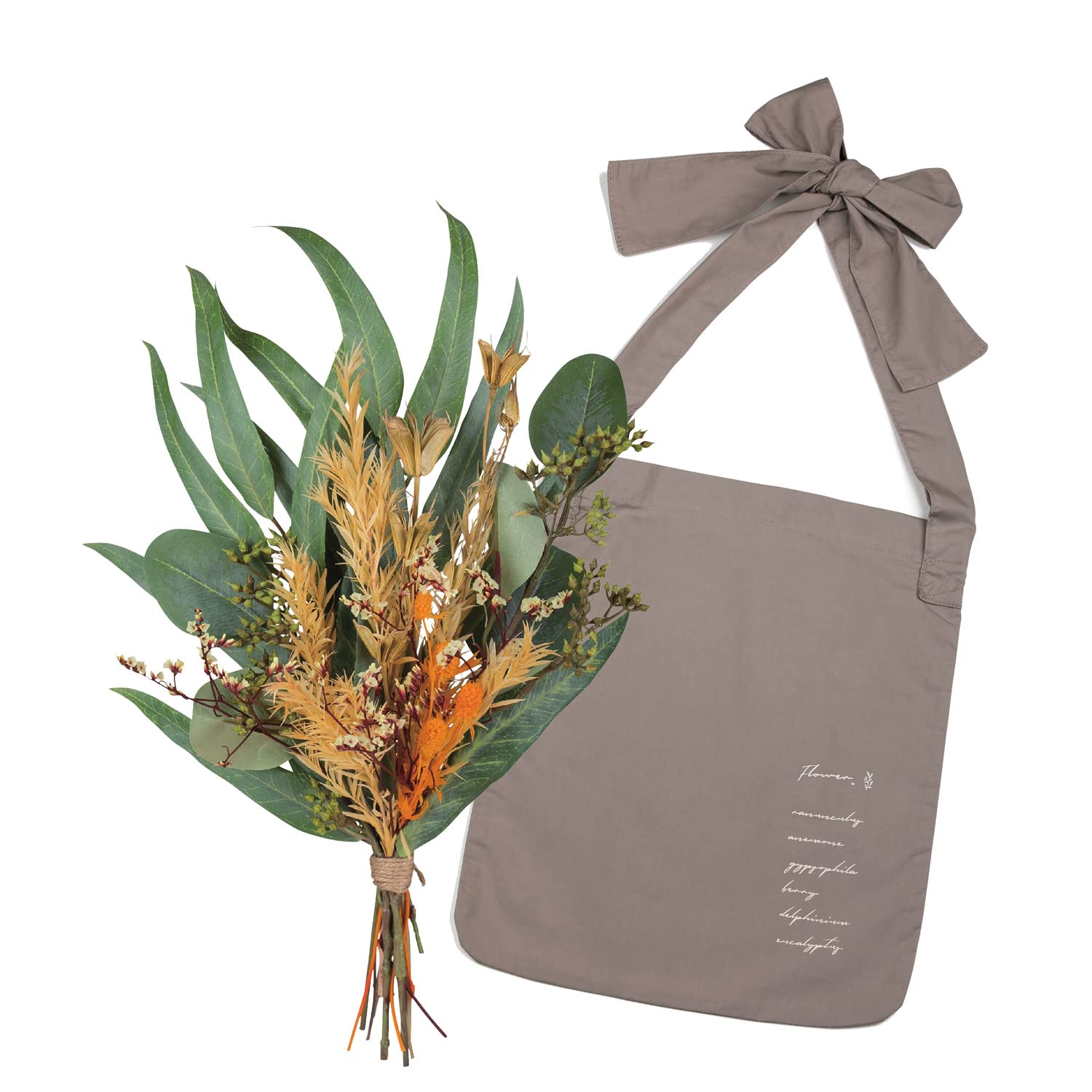 

Сумка-тоут Завязывающаяся сумка Натуральный набор букетов Сушеные цветы Стабилизированные Эко-сумка Сумка-тоут Подарок [asca] U-09013 (Оранжевый/бежевый)