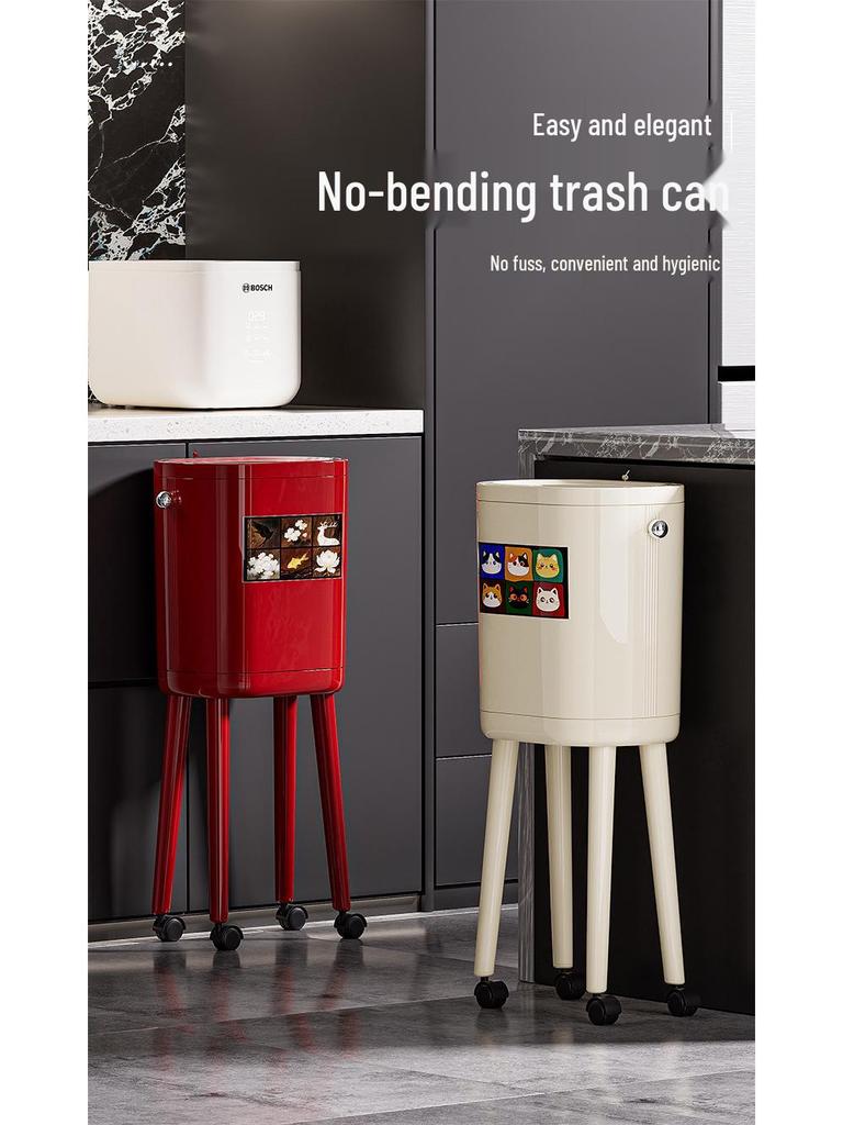 Premium Large-Capacity Trash Can with Lid – Ideal for Living Room, Bedroom, and Kitchen; Elevated Design for Easy Use.