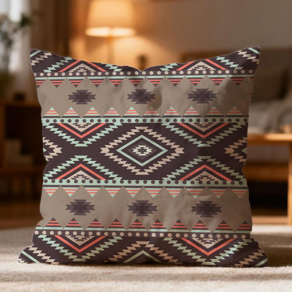 Fashion N-NNative Fabric Pattern Cushion Cover Soft Washable Pillow Case Multi-Scene for Couch Bed Travel Office Use