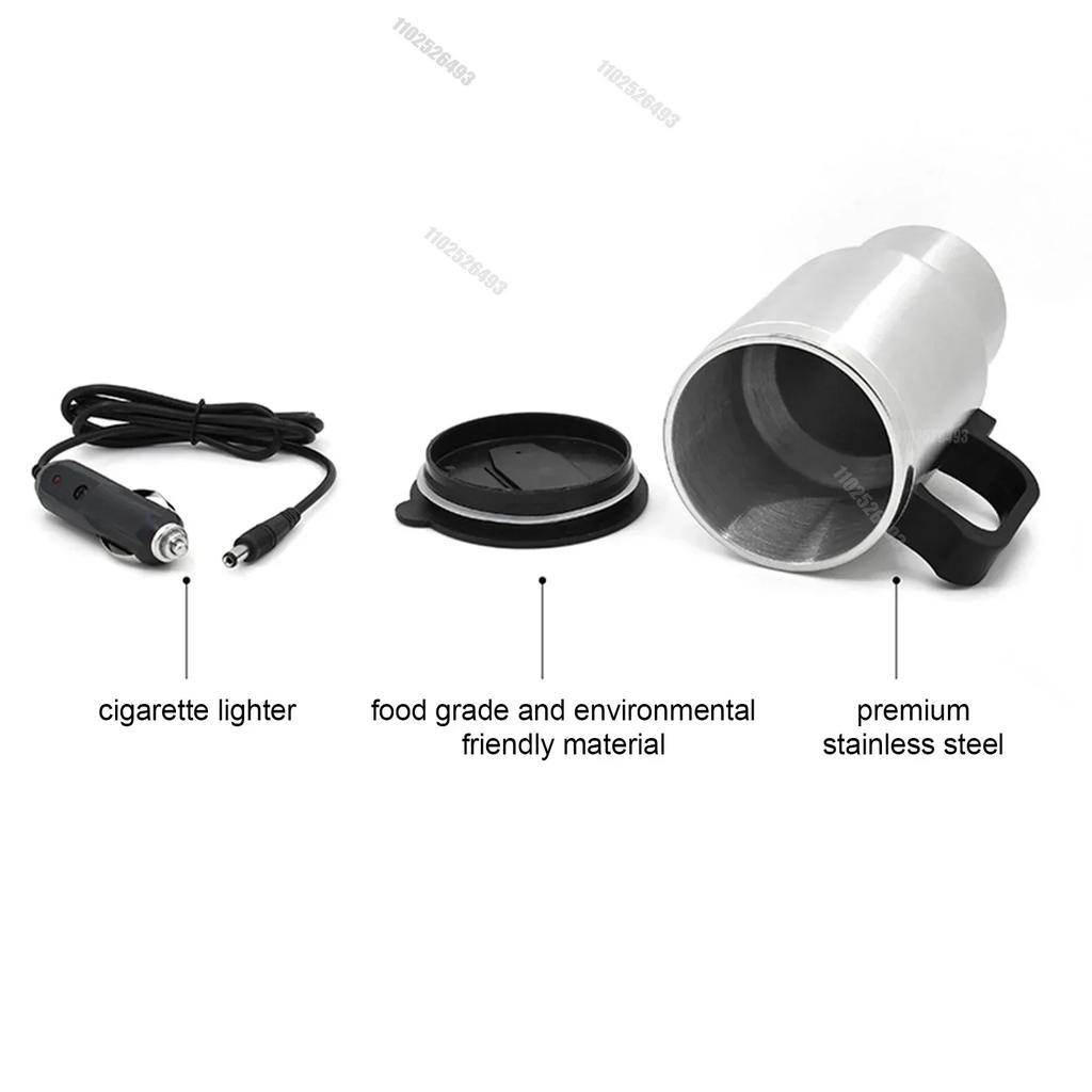 450ml 12V Vehicle Heating Cup Steel Electric Heating Car Kettle For Camping Travel Kettle Coffee Mug Cup Amagi