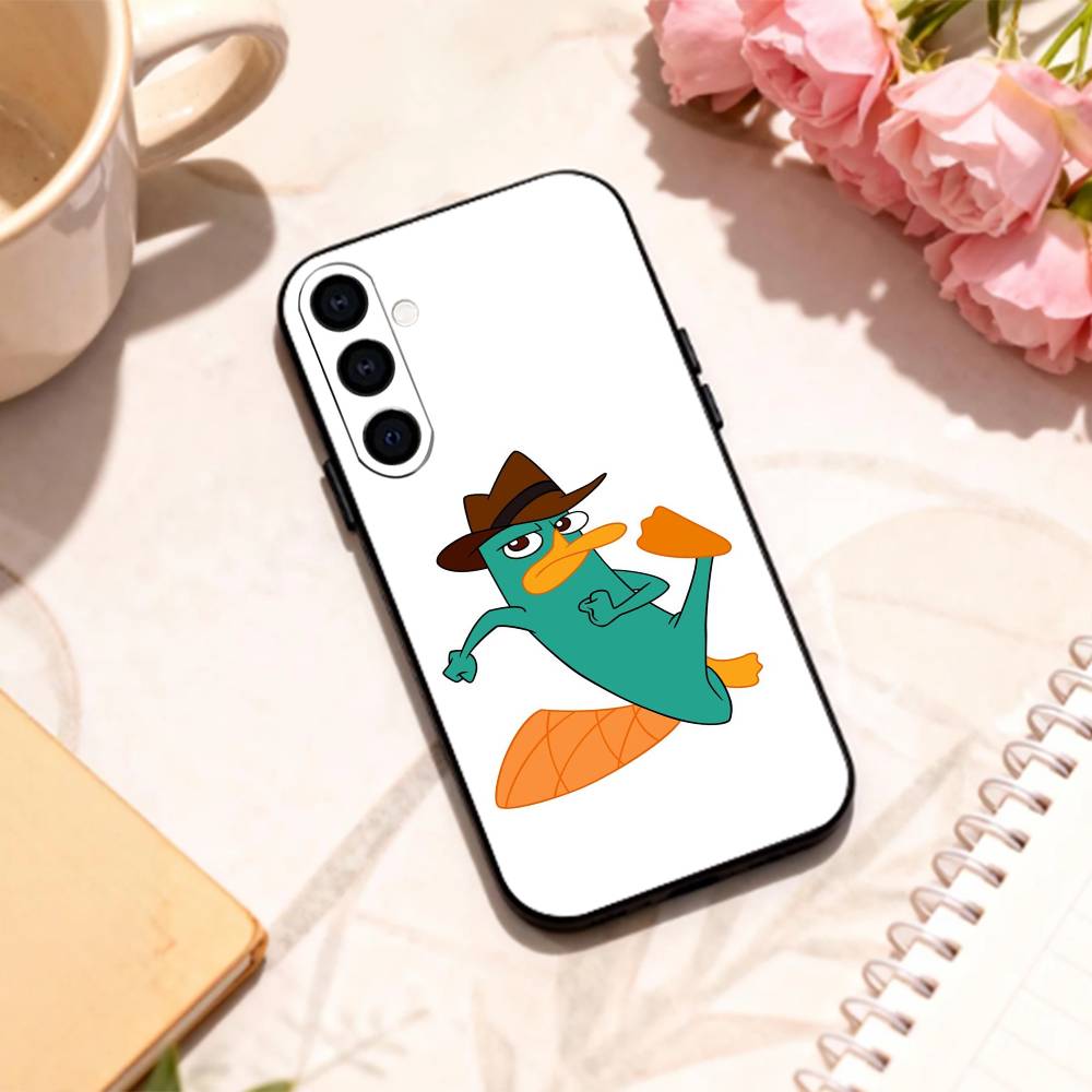 cute Cartoon P-Perry The P-Platypus   phone Case For Samsung Galaxy A73,A72,A71,A70,A53,A52,A51,Others Soft Black Shell