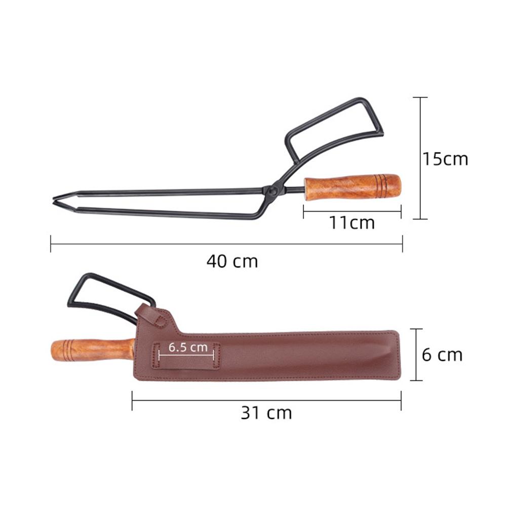 Kohlenzange mit Holzgriff Holzscheit-Klammer Werkzeug Kochzubehör für Camping im Freien Lagerfeuer Grill