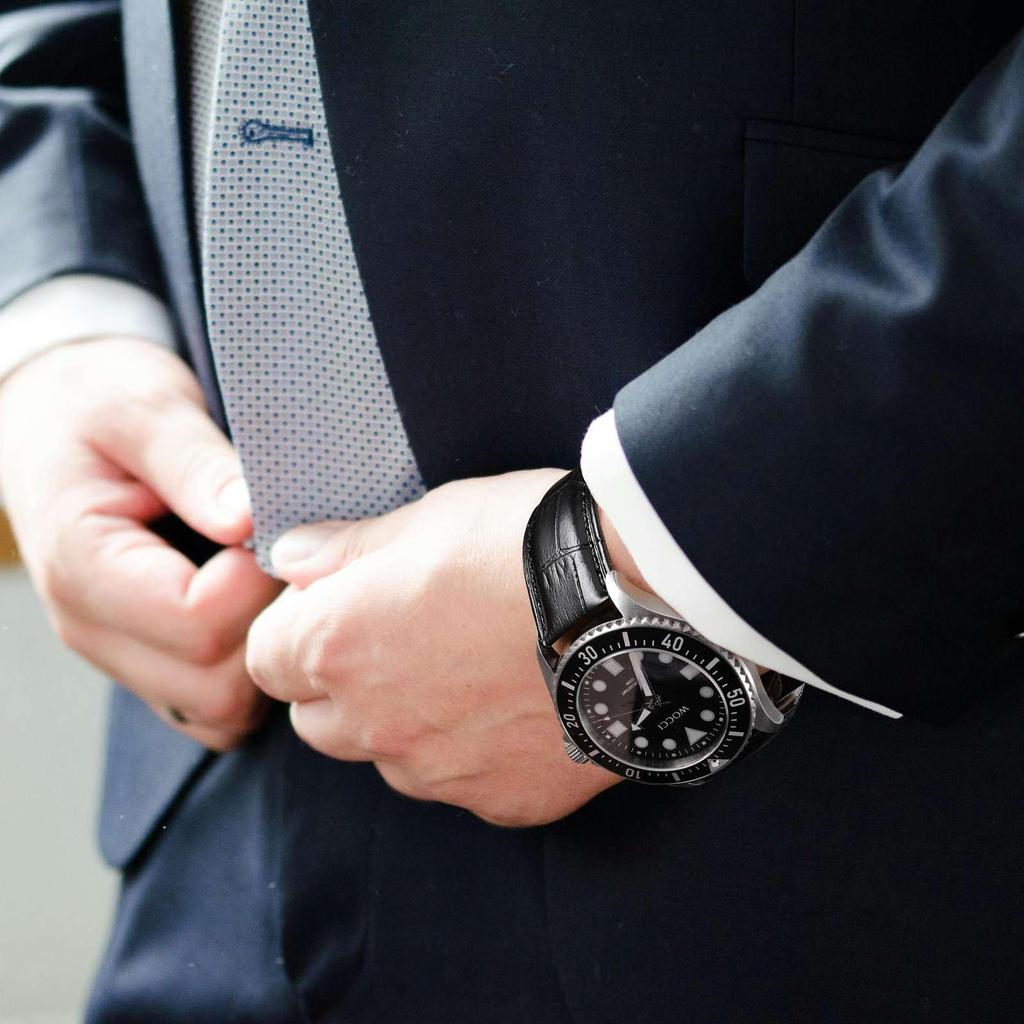 WOCCI 20mm Genuine Leather Watch Top Grain Leather Replacement Quick Release Buckle Crocodile-Embossed Band, Strap, Black/Black