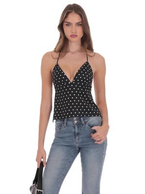 European & American Style Spaghetti Strap Polka Dot Lace-Up Halter Tank Top - Sexy, Slimming, Short Style for Women (2025)