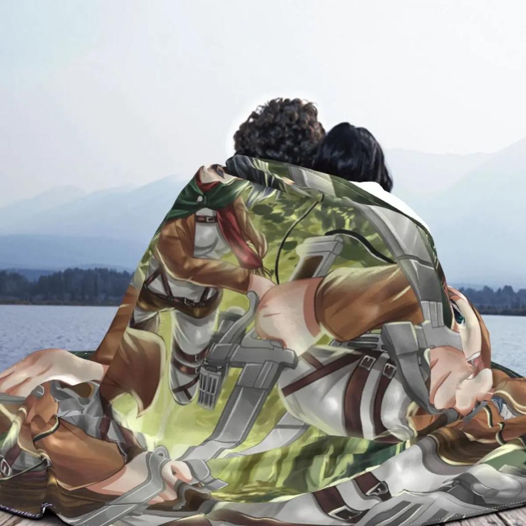 Attack On Titan Flannel Throw Blankets Shingeki No Kyojin Anime Blanket for Bedding Car Super Warm Bedroom Quilt