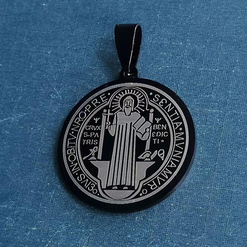 Benedict Medallion Pendant Necklace Silver Color Stainless Steel Collares for Jewelry