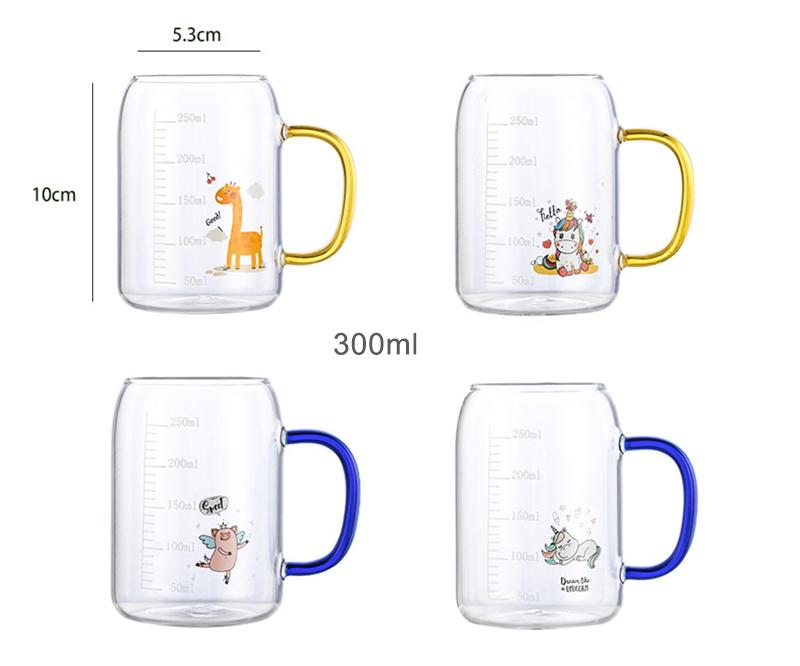 Cana de cafea cu flori de desene animate cu scară Căni de lapte pentru copii Pahar cu apă Mâner Băutură pentru micul dejun Cană DROPSHIPPING