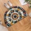 Rainbow Pebble Half Round Bath Mat, Non-slip Water Absorbent Natural Stone Bathroom Rug