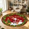 Navidad (72) Alfombra Circular de Terciopelo de Cristal Personalizada con Nombre y Texto Redonda Suave para Decoración de Sala de Estar y Dormitorio