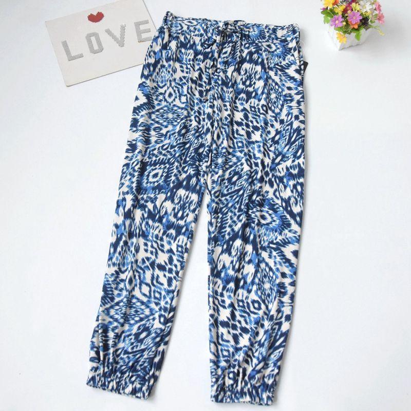 Women's Foreign Orders Knitting Print Loose High Waist Home Pants Spring and Summer Thin Can Be Outwear Closed Exercise Casual Pants