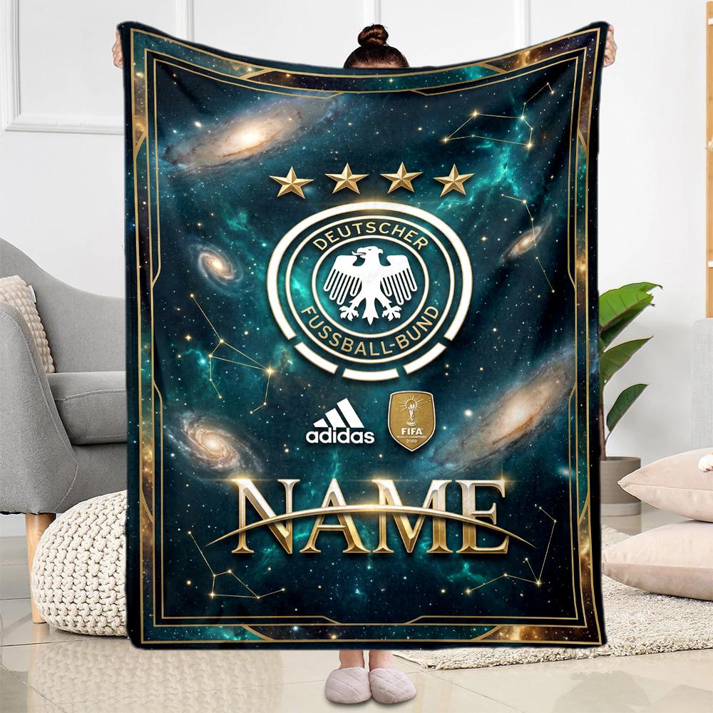German Football Crest Artwork Personalized Text Blanket Gift Personalized Blanket Comfortable Suitable for Livingroom Sofa Living Room Home Decor