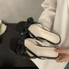Fashion Butterfly Knot Low Heel Slippers Summer New Square Head Open-toe Line with Soft Soles Anti-slip Wear-resistant Flat Shoes