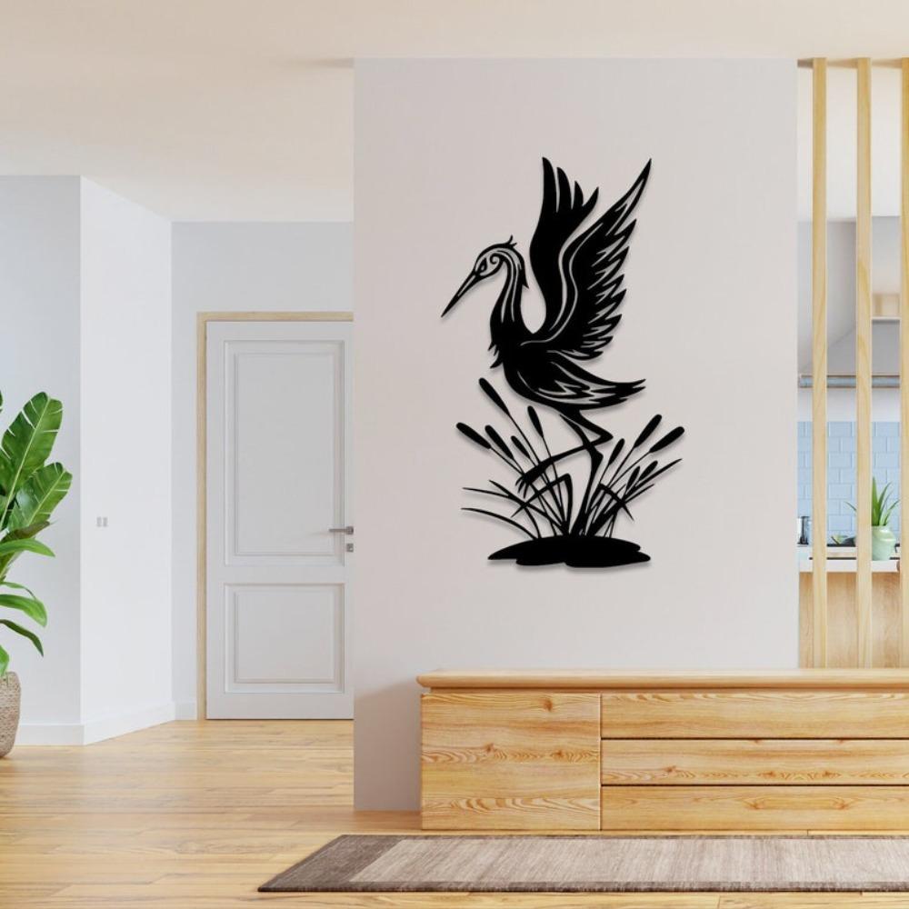 Metal Wall Art Swan Bird Silhouette Home Decor Garden Sculpture