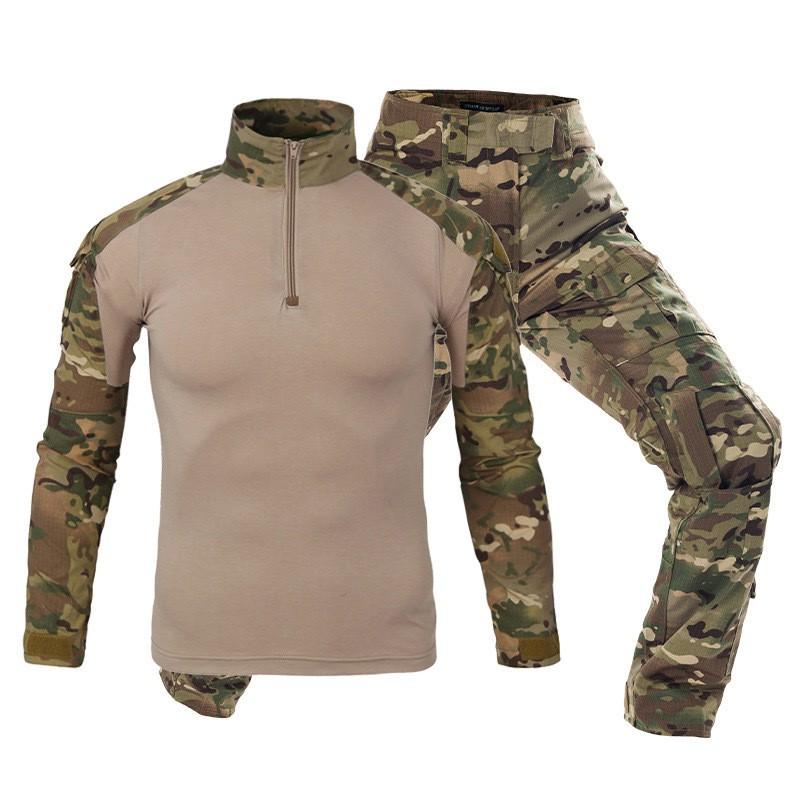 Taktischer Langarm Camouflage Trainingsanzug Outdoor Fitness Militärstil Workout Ausrüstung Atmungsaktiv Langlebig
