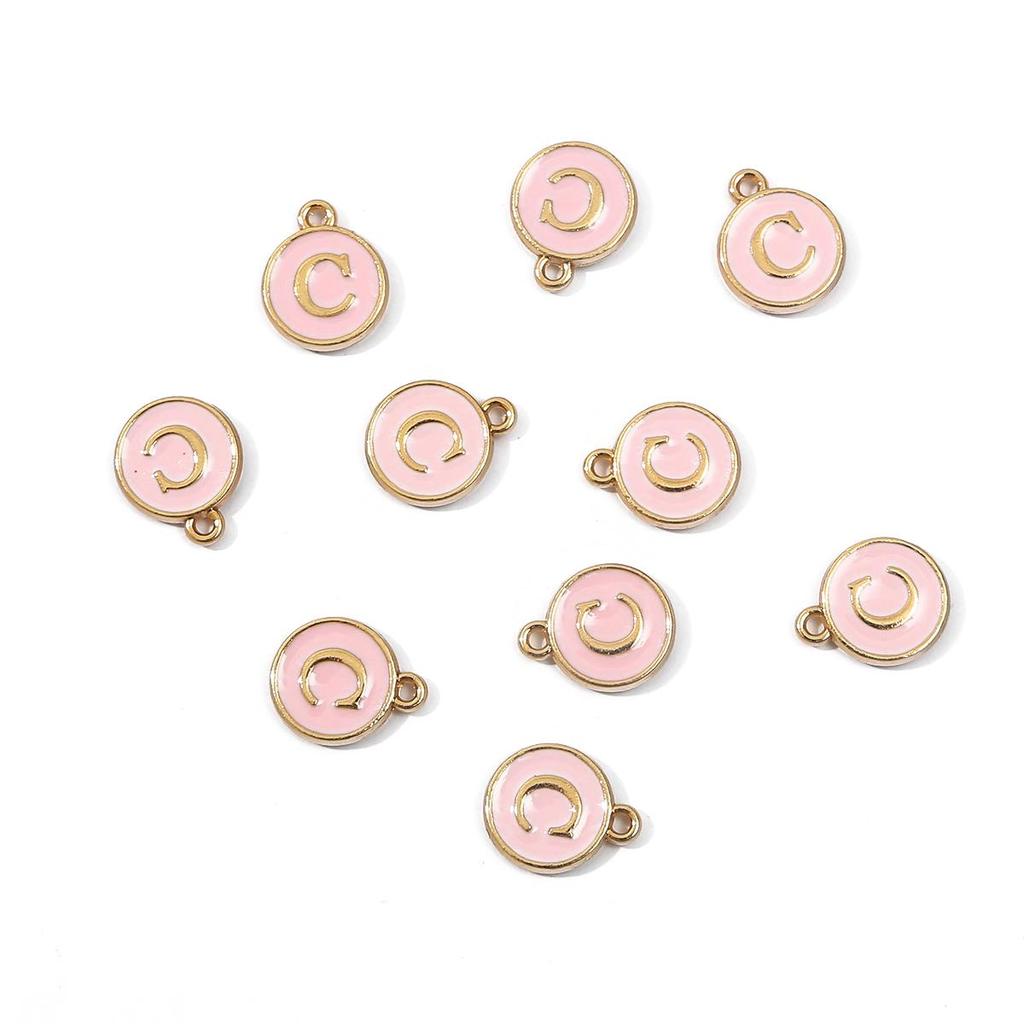 10Pcs 12x2.5mm Alphabet Double Face Charms Pendant Beads for Jewelry DIY Findings