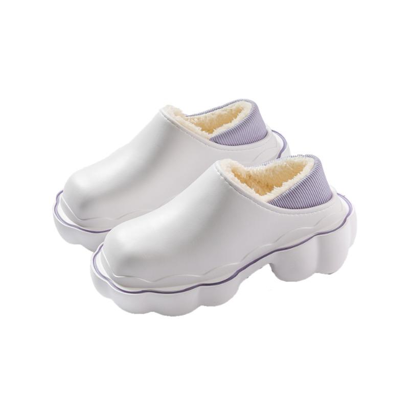 Cotton Slippers Women's Winter Home Couple Velvet Warm Thick Sole Non-slip Waterproof Simple Cotton Shoes Men's Outer Wear