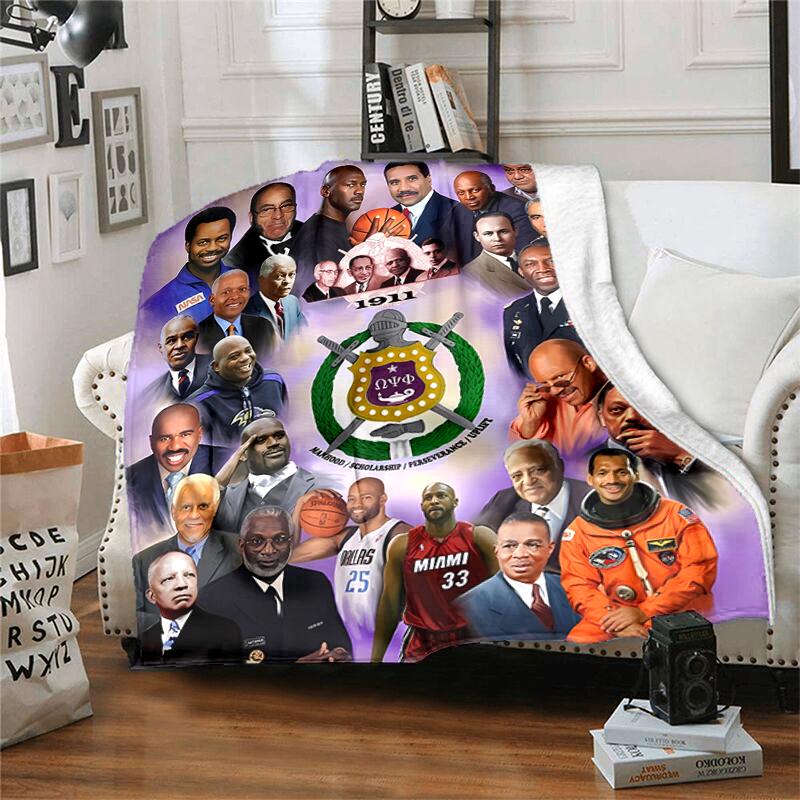 1pc Blanket Omega Psi Phi Print Design, Lightweight Blanket for Sofa, Bed- Soft &Warm, Gift for All Seasons like Christmas, Halloween