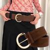 Fashion Luxury Design Suede Leather Wide Belt Casual Versatile Pin Buckle Waistband Trendy Business Waist Strap For Women