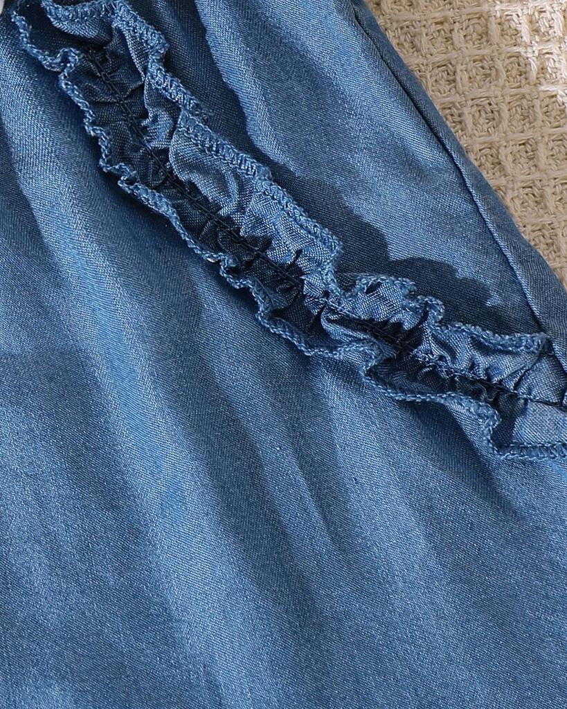 Girls' Fashionable & Versatile Lace-Trimmed Faux-Denim Shorts (Summer Style)