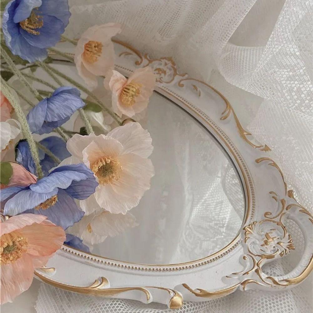 Glass Material Jewelry Storage Tray Oval Shape Mirrored Tray Storage Tray Serving Platter  Home Use
