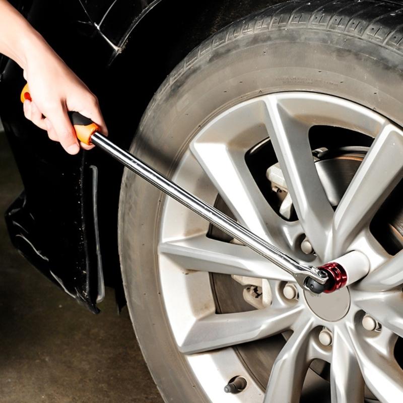 Heavy Duty 1/2Inch Joint Handle Flexible Head Socket Wrench with 180 Degree Rotation and Ergonomic Grip Breaker Bar Tool