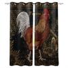 Farm Life Rooster Hen Sunflower Home Decor Window Curtains Bedroom Kitchen Curtain Panel Curtains for Living Room