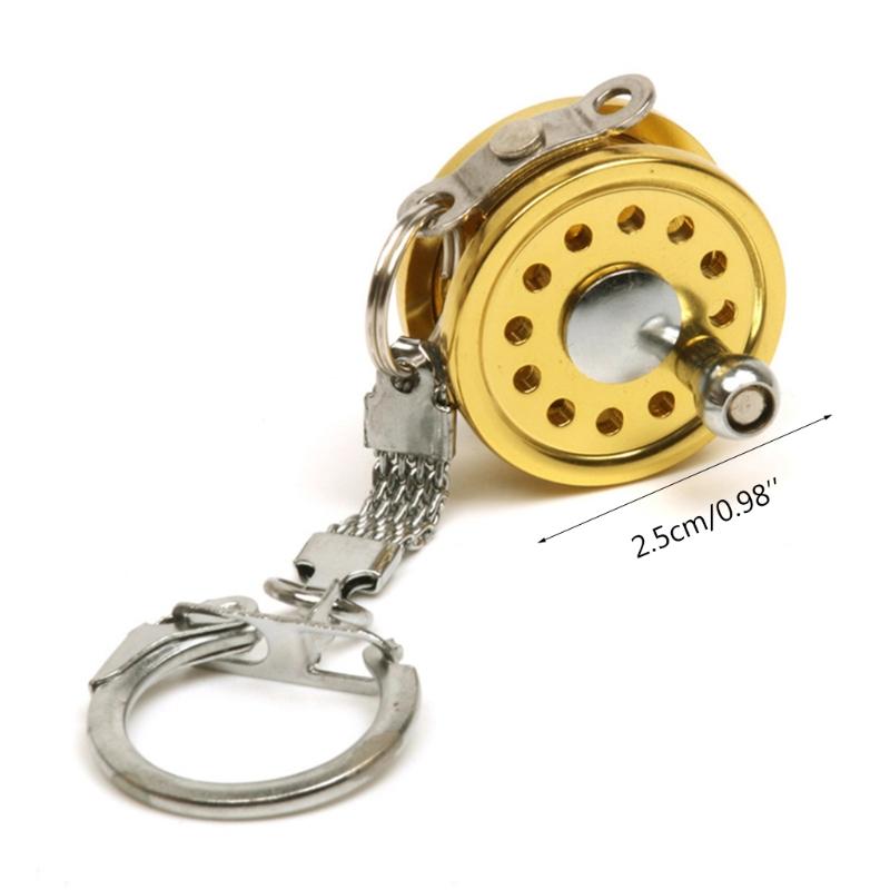 Outdoor Fishing Tackle Gift Fishing Reel Keychain Portable Practical Bag Pendant