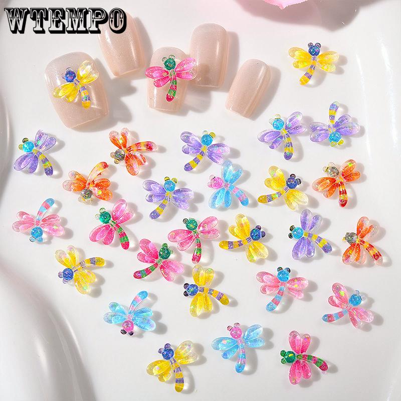 WTEMPO 110PCS Mini Cute Dragonfly Resin Decorations Flat Back Nail Art Accessories Ideal for Nail Art & Crafts Making Supplies Assortments