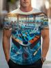 T-shirt da uomo con stampa grafica 3D retrò - Perfetta per l'uso quotidiano e le vacanze