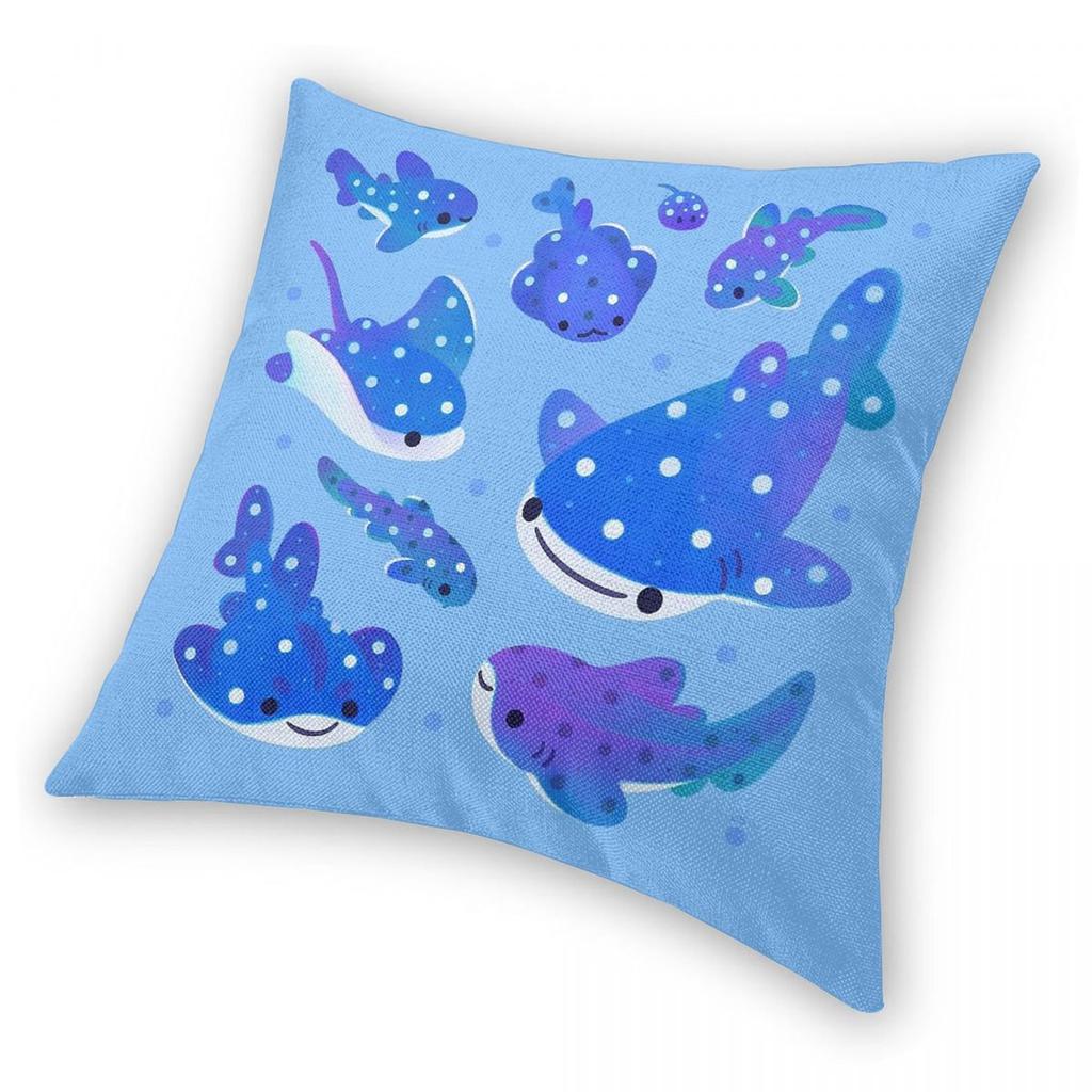 Polka Dot Whale Shark Square Pillowcase Polyester Linen Velvet Pattern Zip Decorative Throw Pillow Case Home Cushion Cover