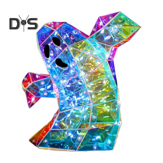 

Освещенная фигурка привидения, украшение на Хэллоуин, призматическая переливающаяся жуткая лампа-призрак, питание от USB, красочный светильник-призрак для внутреннего и наружного декора A