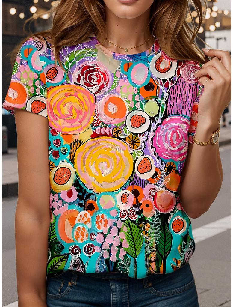 Beautiful Butterfly Floral 3D Print T-shirts Women Streetwear Casual Fashion Y2k Short Sleeve T Shirt O-neck Tees Tops Clothing