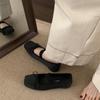 French bow light mouth flat heel single shoes women's shoes 2025 spring and autumn square head retro soft sole Doudou grandma ladyshoes