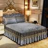 1pc Bed Skirt+2pcs Pillowcase European Luxury Velvet Bedspread Embossing Printed Bed Skirt Romantic Embroidery Lace Bed Skirt