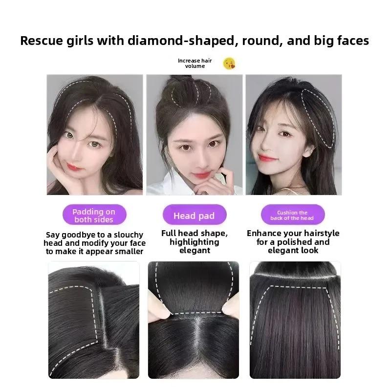 Synthetic Short Straight Pad Invisible Hair Extension Lining of Hair Top Side Cover Hairpiece for Women