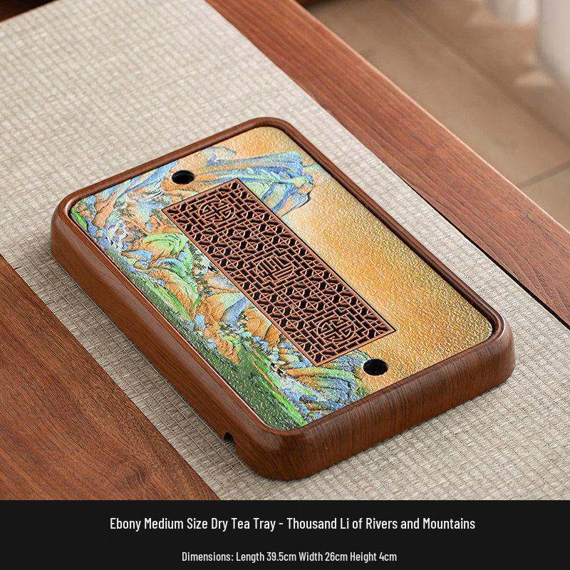 Ebony Thousand-Mile Rivers and Mountains Tea Tray