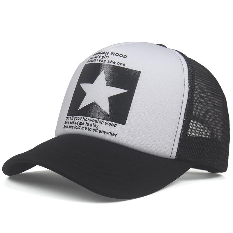New Fashion Five Pointed Star Pattern Printed Trendy Men's and Women's Universal Hip Hop Mesh Breathable Baseball Hat Truck Caps