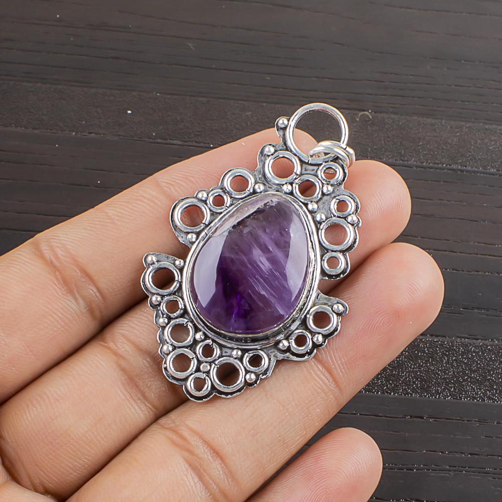 Natural African Amethyst Gemstone 925 Sterling Silver Jewelry  Pendant 2.06  AJP-2456