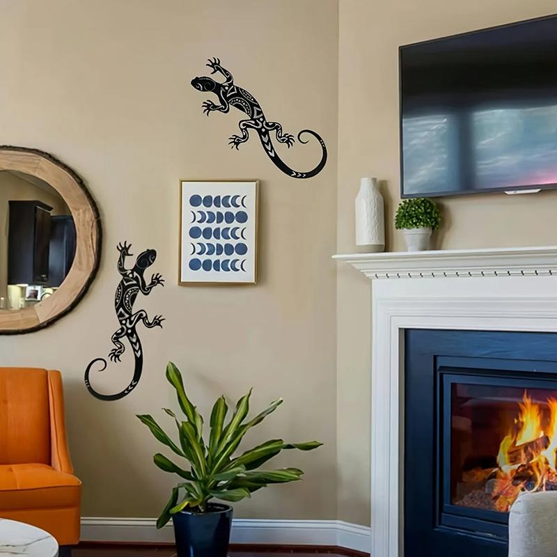 2-Piece Iron Gecko Wall Decorations, Suitable For Home Garden Courtyard Decoration, Door Frame Decoration Home Beautification En
