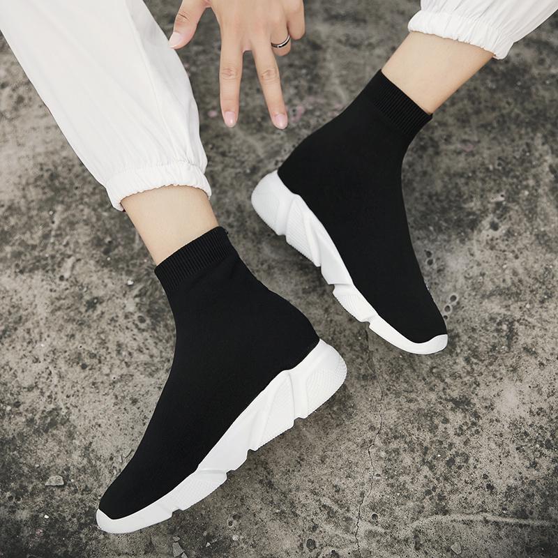 Klassische schwarze Socken Laufschuhe Herren High Sock Trainer Damen Slip-on Paar Freizeitschuhe Leichte Sneakers Herren Basket Homme
