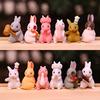 Puzzle 12 Pcs Lovely Rabbits Toys Animal Characters Figurines Playset Garden Cake Decoration Home decor