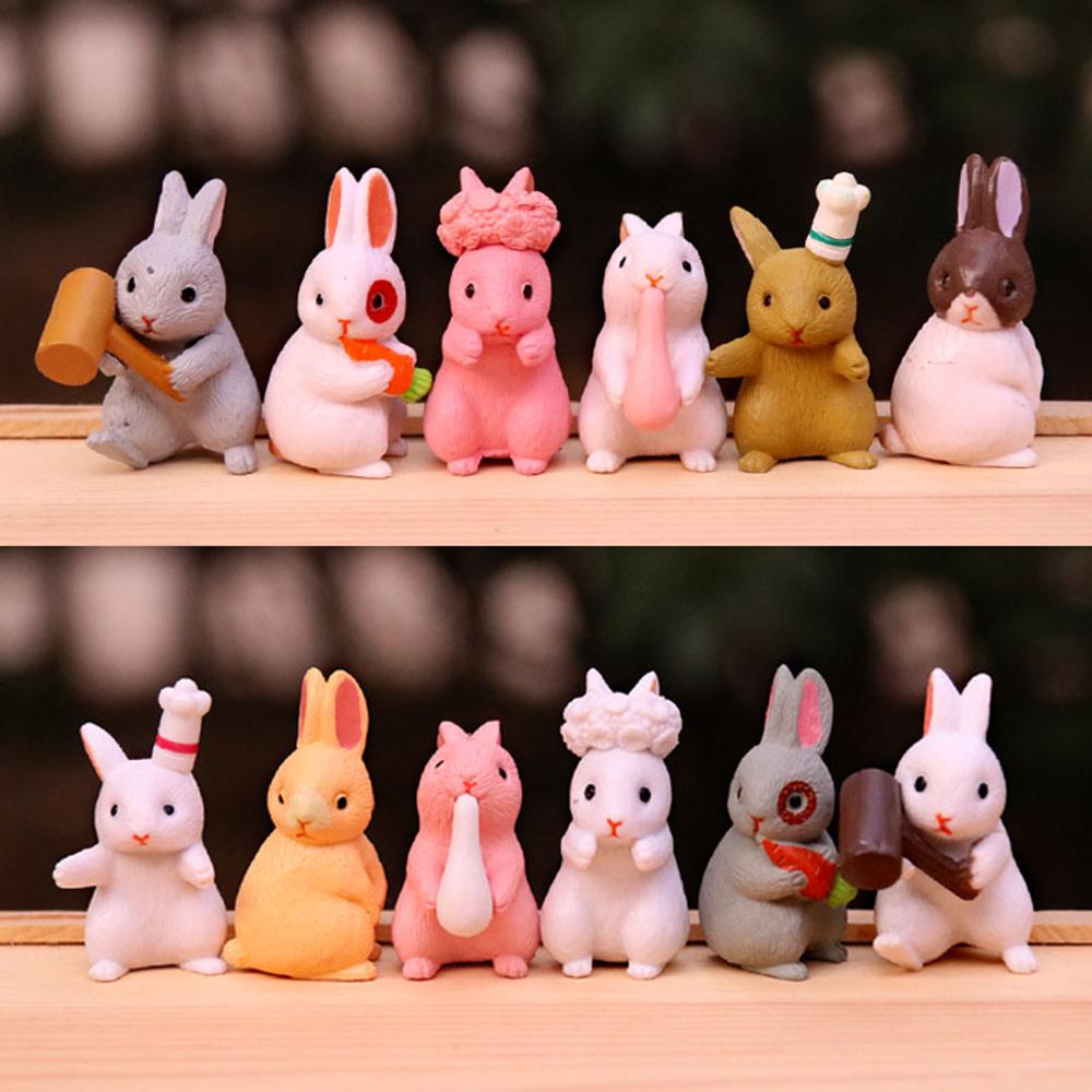 Puzzle 12 Pcs Lovely Rabbits Toys Animal Characters Figurines Playset Garden Cake Decoration Home decor